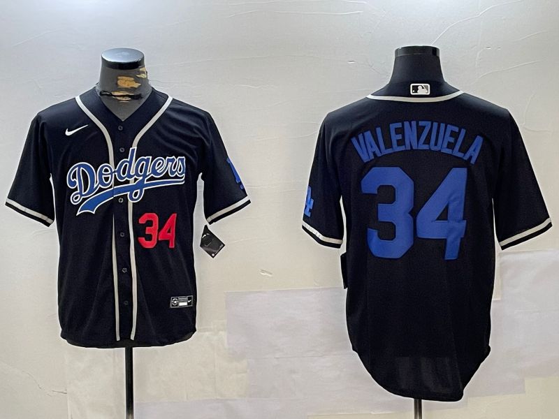 Men Los Angeles Dodgers #34 Valenzuela Black Game 2024 Nike MLB Jersey style 11201
